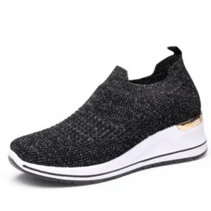 Ramboappliance Women Casual Mesh Knit Design Breathable Comfort Wedge Platform Sneakers